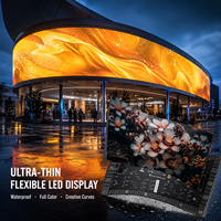 Écran LED flexible ultra-fin pour extérieur, étanche, haute luminosité, écran publicitaire incurvé pour façades de bâtiments commerciaux