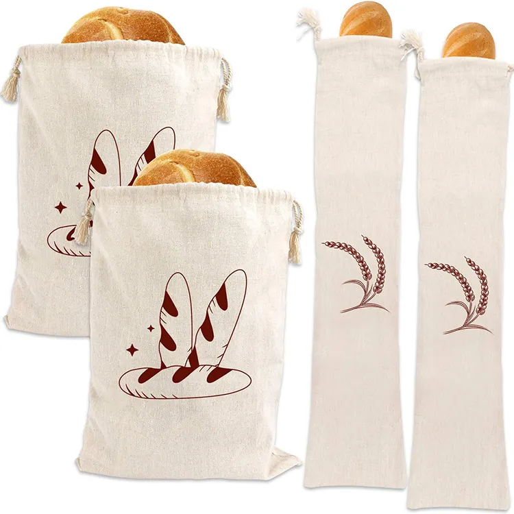 Мешок для хлеба из льна, многоразовый, экологически чистый, из натурального небеленого хлопка, мешки для хлеба из ткани с принтом по индивидуальному заказу