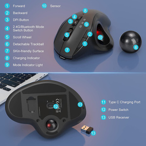 Combo de Teclado Ergonómico Inalámbrico Dividido y Ratón con Trackball, Reposamuñecas Ajustable, Teclado de Membrana con Teclas de Perfil Bajo - Product Image 6