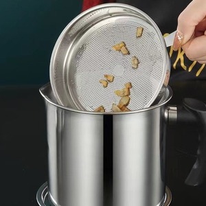 Stainless Steel Oil Filter Jug With Lid And Filter Screen For <b>Kitchen</b> Use 304 Material ML-90 - Product Image 2