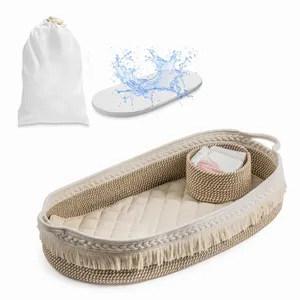 Baby Changing Basket Baby Changing Basket Moses Basket Rope Changing Table Topper With Thick Cotton Foam Pad And Waterproof Mattress Cover