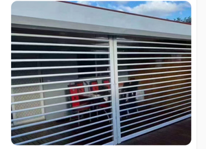 Matériel de sécurité pour magasins : Porte à enroulement en aluminium et acrylique, transparente ou givrée, avec grille en cristal transparent - Product Image 3