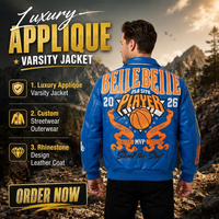 Blouson Bomber en Cuir d'Agneau Personnalisé avec Strass, Style Varsity de Luxe pour Homme, Appliqué, pour Joueur de Baseball, Fabrication OEM 2026
