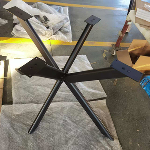 أرجل أثاث من الفولاذ الأسود، أرجل طاولة على شكل X من الحديد المصبوب، قاعدة طاولة قهوة وطعام، أرجل معدنية أنبوبية بيضاوية من الحديد المطاوع - Product Image 1