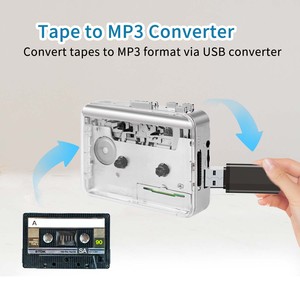 Lecteur de cassettes <span class=keywords><strong>audio</strong></span> portable <span class=keywords><strong>avec</strong></span> haut-parleur Hi-Fi, mouvement de roue en cuivre stéréo, USB, retournement automatique, alimenté par batterie - Product Image 4