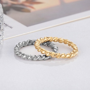 Anillos de Acero Inoxidable de Diseño Simple, Anillo Espiral Chapado en Oro, Joyería - Product Image 2
