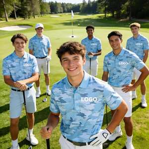 Groupe ODM personnalisé pour chemise à col, entraînement d'été en équipe, sport, golf pour hommes, haute qualité, rayée, tricotée, haute extensibilité, imprimée, séchage rapide - Product Image 1