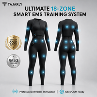 Combinaison de fitness EMS à compression bioélectrique de qualité supérieure, dotée de 18 niveaux et d'une combinaison de modelage corporel lavable pour le yoga