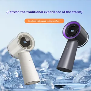 Mới Cầm Tay Ba Tốc Độ Cao Tốc Độ Fan Động Cơ Không Chổi Than Tuabin Hiển Thị Kỹ Thuật Số Xách Tay Có Thể Sạc Lại Pin Quạt Máy Tính Để Bàn - Product Image 3