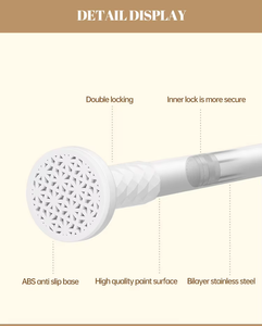 Tringle à rideau de douche pour vêtements, sans perçage, extensible, sans dommage pour les murs, rétractable, ventouse télescopique, séchoir - Product Image 5