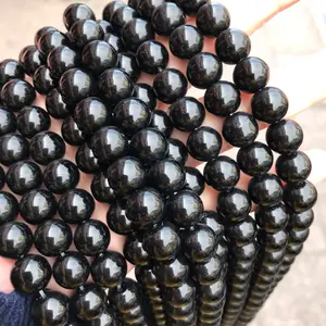 Atacado contas de cristal de ágata preta contas de pedra preciosa natural para fazer jóias