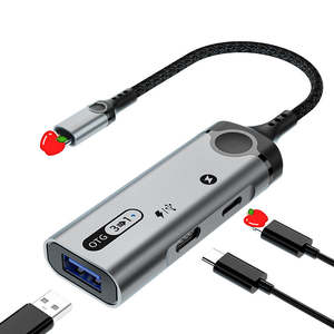 Adaptadores OTG 3 en 1, Convertidor de Datos USB2.0 a 8 Pines con Puerto de Carga PD de 8 Pines/Tipo C, Conector para Auriculares Tipo C para iPhone y iPad - Product Image 1