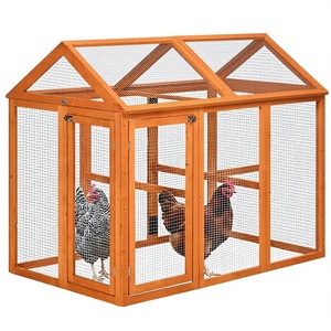 Corral de Madera para Pollos Grandes con Diseño Ventilado y Cerrable, Componentes Metálicos, Corral para Mascotas al Aire Libre, Naranja - Product Image 1