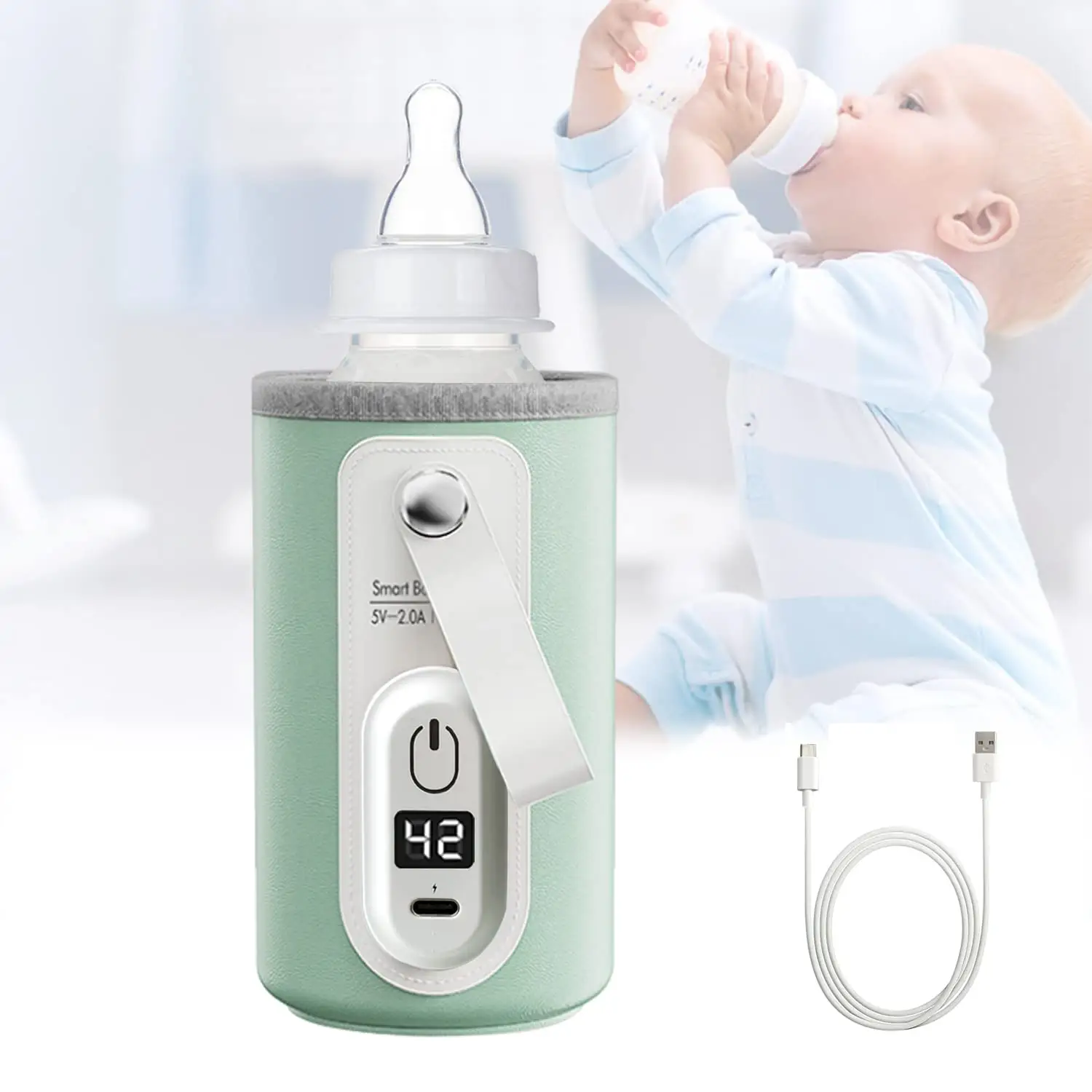 LCD 디스플레이를 가진 아기 우유 그리고 공식을 위한 빠르고 정확한 난방 휴대용 USB 병 온열 장치