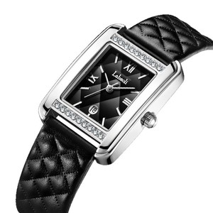 Montre à quartz carrée minimaliste de style rétro avec bracelet en cuir classique - Product Image 3
