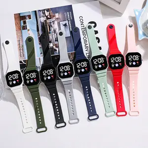 Montre électronique LED arc-en-ciel carré étanche numérique mode sport montre pour étudiant silicone éclairage sport enfant montre LED