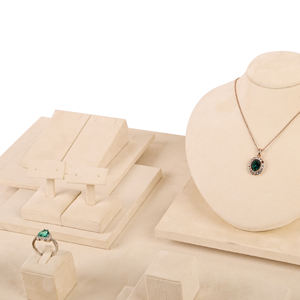 Nuevo collar de microfibra anillo pendientes conjunto de accesorios de exhibición de joyería bandeja de exhibición de joyería de cuero de lujo soporte de exhibición de joyería - Product Image 6