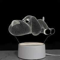 Lampe de table USB personnalisée en acrylique pour enfants, lampe de table avec culot à LED, veilleuse d'animation à illusion 3D, vente en gros
