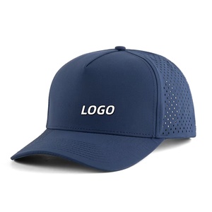 Custom Rubber Patch Logo 5 Panel Baseball Cap <b>Waterproof</b> Quick Dry Laser Cut Perforated Unisex Golf Outdoor <b>Hat</b> - Product Image 1