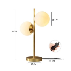 2 quả cầu giữa thế kỷ hiện đại vàng Bảng Đèn sang trọng <span class=keywords><strong>Antique</strong></span> Brass hiện đại bảng ánh sáng Frosted Glass bảng đèn cho phòng khách - Product Image 2