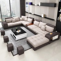 Italienisches Luxus-U-förmiges Sofa-Set Wohnzimmermöbel Hochwertiges Großes Sofa-Set Modernes Design Multifunktionales Holzsofa