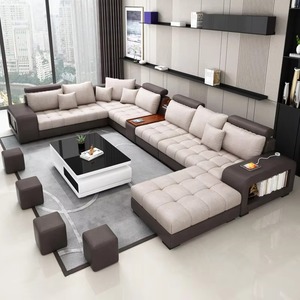 Ensemble de canapés en forme de U de luxe léger italien, meubles de salon, canapé de grande taille de haute qualité, design moderne, canapé multifonctionnel en bois - Product Image 2