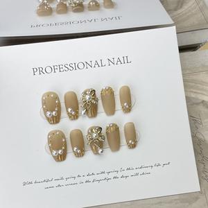 Nuevo estilo, cubierta completa, hoja de ginkgo graduada, Etiqueta Privada, <span class=keywords><strong>brillo</strong></span> <span class=keywords><strong>mate</strong></span>, Cuadrado pulido, <span class=keywords><strong>uñas</strong></span> postizas reutilizables de la mejor calidad - Product Image 1