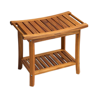 Banc de douche en teck de qualité supérieure Tabouret en bois imperméable Poignées Salle de bain Chaise de siège en bois de teck 300 Lbs Tabourets Poufs