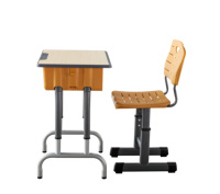Ensemble table et chaise d'étude individuelle moderne pour salle de classe, durable, en WDF, équipement éducatif pour l'école primaire