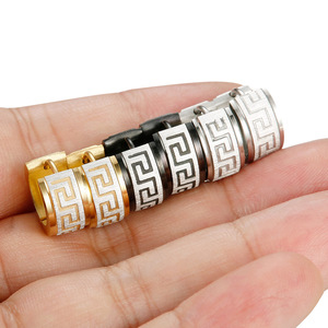 MECYLIFE-pendientes de aro de acero inoxidable con símbolo <span class=keywords><strong>griego</strong></span>, pendientes de aro con diseño de <span class=keywords><strong>gran</strong></span> pared cepillados - Product Image 1