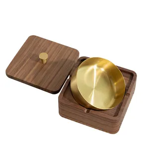 Home Creative New Chinese Style Minimalist Modern Luxury Design Handmade Wood Cigar Ashtray With Lid For Smoking accessories