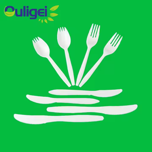 Kit de couverts jetables 100 % compostables personnalisés <span class=keywords><strong>CLPA</strong></span>, durables, 100 % biodégradables, cuillère, fourchette, couteau en plastique pour les fêtes, les pique-niques - Product Image 1