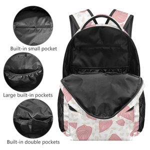 Fashionable Large Sized Windproof School Bag and Pencil Case Set Two Pieces Pink Anthurium <strong>Leopard</strong> Print Custom <strong>Backpacks</strong> - Product Image 4