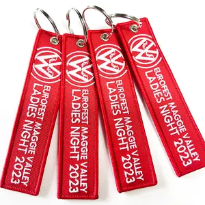 Custom Personalized Embroidery Fabric Key Ring Design Logo Name Tag Accessories Car Racing Bike Motorcycle Keychain Key Holder