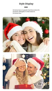 Santa <b>Hats</b> Plush Velvet Short Plush Christmas <b>Hat</b> White Fluffy Brim New Year Xmas <b>Holiday</b> Party Kids Adults <b>Hat</b> - Product Image 6