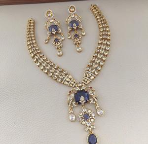 Traditional Premium Quality <b>Moissanite</b> <b>Necklace</b> Set With Earrings Party Wear for Women Wear Fashion Jewelry For Women - Product Image 1