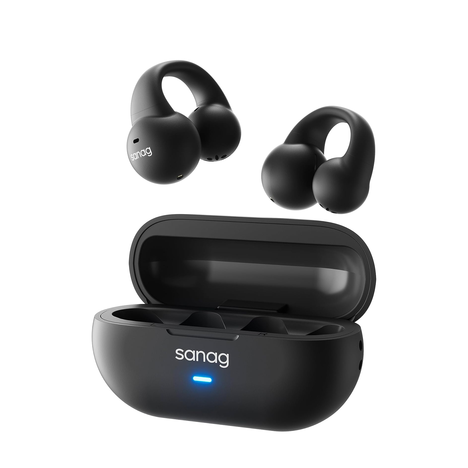 Sanag Z36s Pro orecchio aperto senza fili auricolari Bluetooth 5.3 Clip su auricolari piccole cuffie a conduzione ossea con microfono