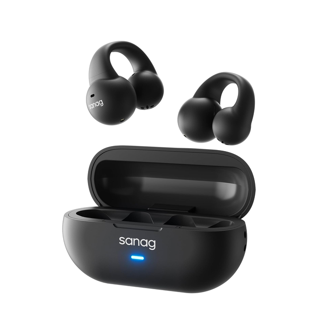 Sanag Z36s Pro Open Ear Wireless Earbuds Bluetooth 5.3 Clip on Earphones Small Bone Conduction Headphones with Microphone