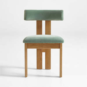 JP 2024 giữa thế kỷ hiện đại rắn sồi Ghế ăn màu xanh lá cây nhung vải gỗ phòng ăn ghế - Product Image 1