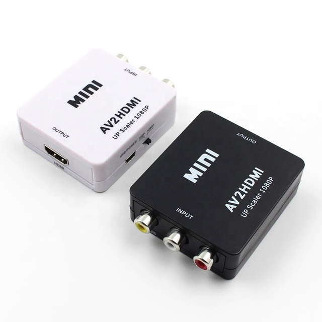 RCA in to HDMI Out 3 Pin AV to HDTV Converter Box Mini RCA AV CVBs Converter to HDMI Adapter