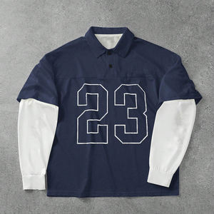 Camisetas polo KingSen de malla de alta calidad con doble capa, camiseta polo de manga larga con logotipo personalizado serigrafiado para hombre - Product Image 3