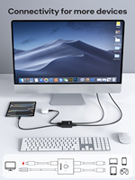 Dockteck Commutateur USB-C bidirectionnel 1.9FT 1 entrée/2 sorties ou 2 entrées/1 sortie 4K60Hz Vitesse de transfert 10Gbps 100W PD Matériau ABS Accessoires vidéo