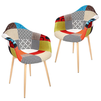 Silla de retales con patas de madera de haya, muebles para el hogar, material de tela, varios patrones, oferta de fábrica