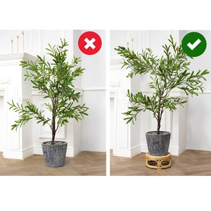 Support de <span class=keywords><strong>plante</strong></span> moderne du milieu du siècle <span class=keywords><strong>intérieur</strong></span> en bois petit bureau ferme rustique <span class=keywords><strong>piédestal</strong></span> de cercle de rotin naturel pour la décoration - Product Image 2