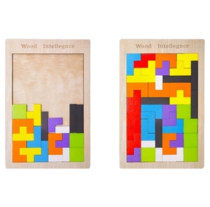 ISapromo Cadeaux Puzzle En Bois Jouet Bébé Montessori Cadeau Éducatif 3D Russe Blocs Jeu Puzzle Tangram Jigsaw Intelligence Jouet - Product Image 2