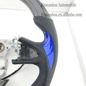 Volant de direction en cuir perforé en fibre de carbone avec surpiqûres bleues pour Infiniti Q50 – Produits populaires - Product Image 3