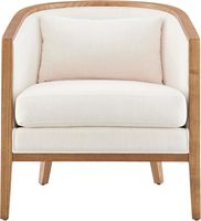Fauteuil d'appoint en lin Tillman avec rotin et bois d'ingénierie - Meubles de salon pour la maison