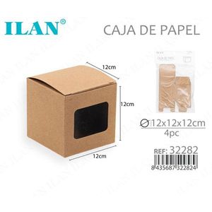 Scatola in carta kraft 12x12x12cm con finestra per confezioni regalo - Product Image 3