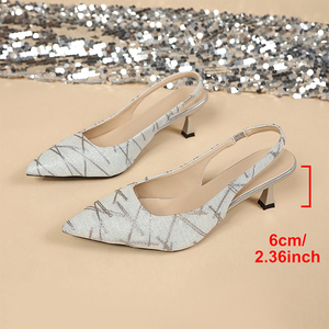 Nuovo Design Personalizzato Scarpe da Donna di Lusso Sexy con Punta Affusolata, Tacco Alto Sottile, Tomaia in Camoscio Sintetico a Righe, Tacco Quadrato Sottile K9952 - Product Image 6