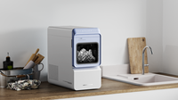 Machine à glace portable avec poignée de transport, machines à glace autonettoyantes avec panier, 8 cubes en 5 minutes, idéale pour la maison, la cuisine